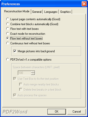 Set parameters in Preferences window