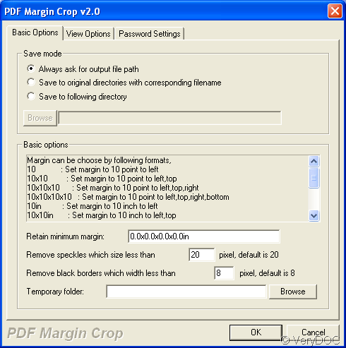 How to cut PDF margin and remove PDF speckles? | VeryDOC Knowledge Base