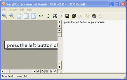 Window of Screen Character Reader